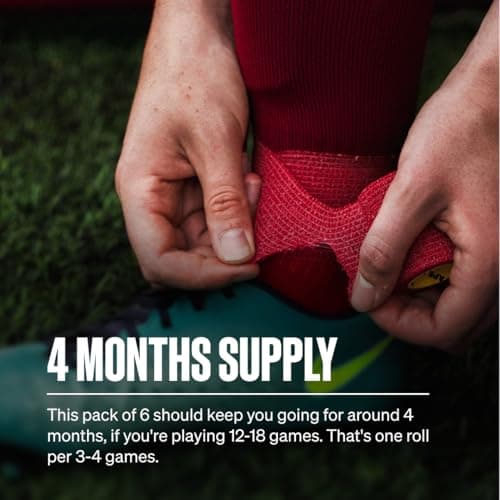 SPORTTAPE 6 Rolls Football Sock Tape, 5cm x 4.5m, Maroon, Self-Adhesive — view 3