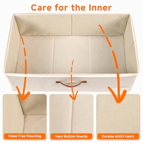 KitHero 6 Inches Under Bed Storage with Wheels Pack of 2, Underbed Shoe Storage Container Bin with Clear Lid Cover, Rolling Under Bed Drawer Storage Bag Basket for Shoe Organizer Sheet Sweater - White — view 5