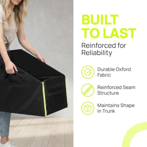 LOVIVER Storage Case Folding Bike Carrier Organizing Rectangular Box Oxford Cloth Seam Water Resistant Panel Suitable for Car Home Storage, Black, Large Without Wheels — view 6