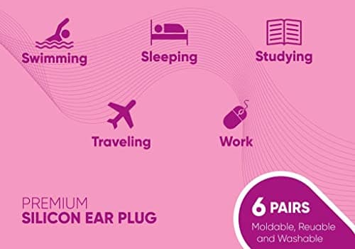 Knoxzy Silicone Ear Plugs Re-Usable Waterproof Noise Cancelling Premium Moldable Ear Plugs for Sleeping, Travelling, Studying Noise Reduction Pink Pack of 1 — view 5