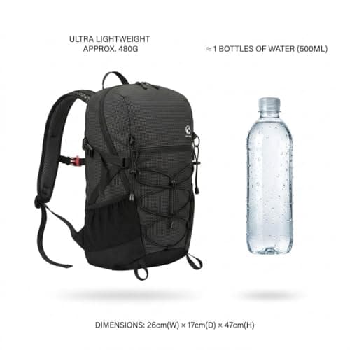 XENLYN GEAR Travel Backpack for Men Women, 20L Lightweight Hiking Backpack Waterproof Daypack, Durable Outdoor Rucksack for Trekking, Camping, Flying & Commuting - Breathable Ventilation System — view 6