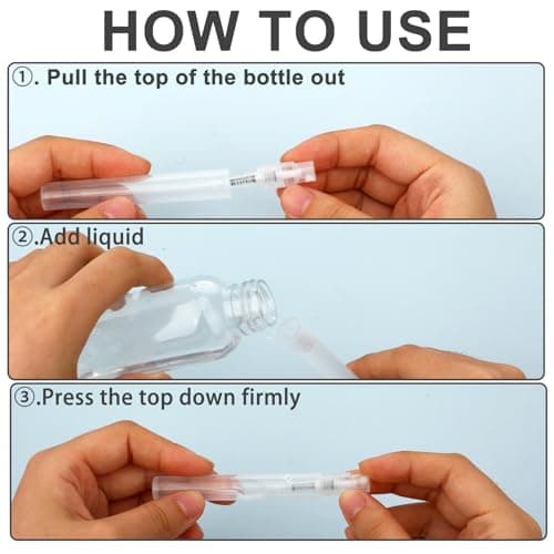 Yuomeaz 20PCS Mini Spray Bottle, 5ML Plastic Atomiser Spray Bottle, Refillable Portable Travel Perfume Sample Bottles for Fine Mist Essential Oil (Clear) — view 5