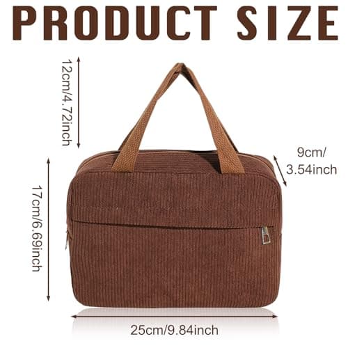 KASESSS Large Makeup Bag Organizer, Travel Bags, Corduroy Toiletry Bag with 2 Compartments, Travel Makeup Bags with Two Mesh Layers with Handle for Men Women, Travels Essentials Cosmetic Storage — view 2