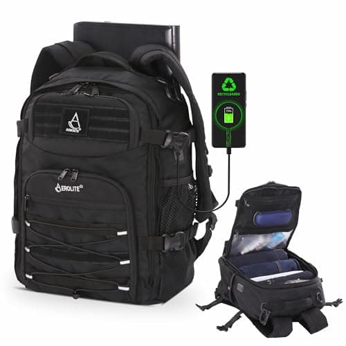 Aerolite 40x30x20cm Ryanair & Wizz Air Max 24L Tactical Backpack Water-Resistant Camping Hiking Trekking Travel Carry On Hand Cabin Luggage Flight Rucksack Bag 40x30x20 Ryanair Wizz Air Approved Black
