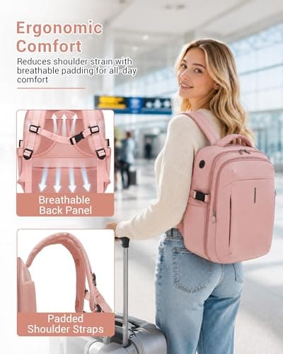 Kono Ryanair Cabin Bag 40x30x20, Underseat Travel Backpack, Pink — view 6