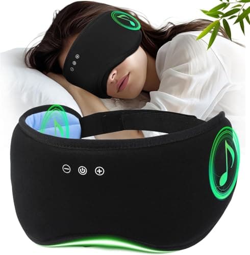MUSICOZY Organic Bamboo Cotton Sleep Mask Headphones, 100% Blackout