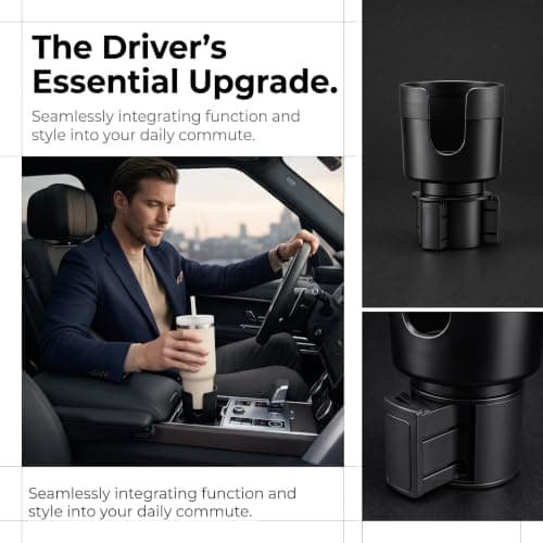 Car Cup Holder Expander, Cup Holder Adapter with Expandable Base, Black — view 4