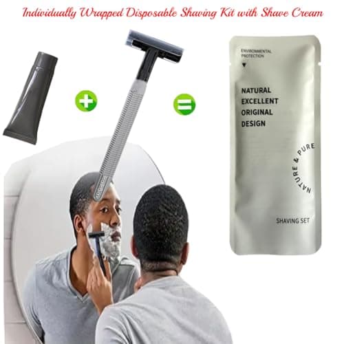 10Pack Sensitive Skin Travel Disposable Razors Kit Individually Wrapped; Eco-Friendly Manual Shaving Set with 10g Shave Cream; Hotel Shaving Razor for Travel,Home, Daily Use — view 3