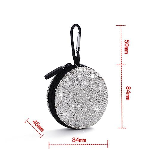 Hemobllo Earphone Case - Earbuds Case Rhinestone Earphone Carrying EVA Earbuds Storage with Carabiner Small Headphone Pouch Travel Organiser Bag for USB Cable — view 5