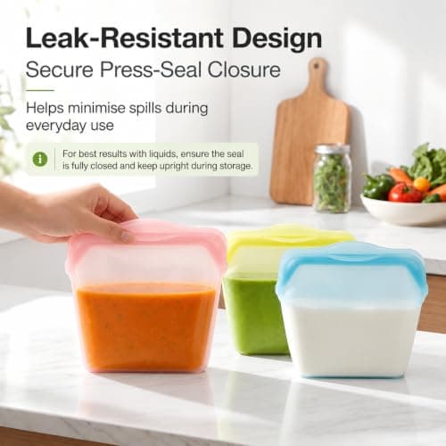 Kaaeiccr Everbag Silicone Food Storage Bags, Reusable Stand Up Bags — view 3