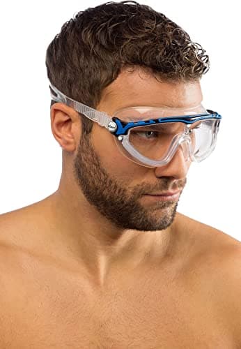 Cressi Skylight Swimming Goggles - Silicone Seal for Adult Swim Goggles - UV Anti-Fog Swimming Mask - Clear/Frame White Blue — view 6