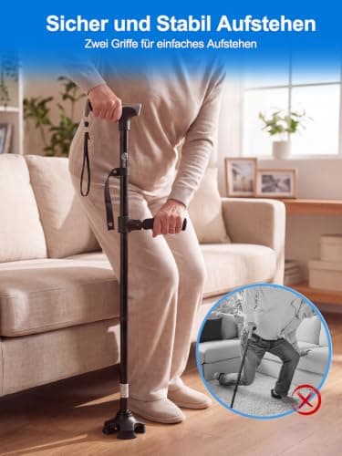 Adjustable Walking Sticks for Women and Men with Second Handle for Standing — view 2