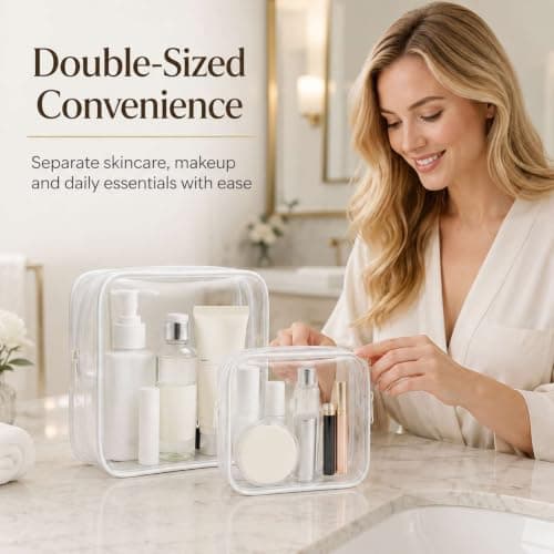 Clear Toiletry Bag, White, M Size — view 6