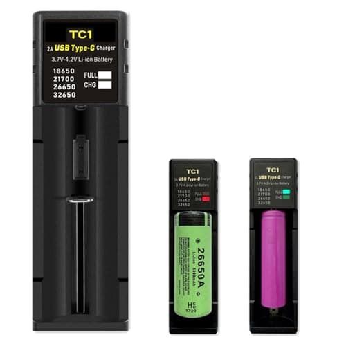ljhnba Intelligent General Single Slot Battery Chargers with LED Indicates Suitable for 18650 21700 26650 32650 Lithium Batteries Portable Battery Device — view 2