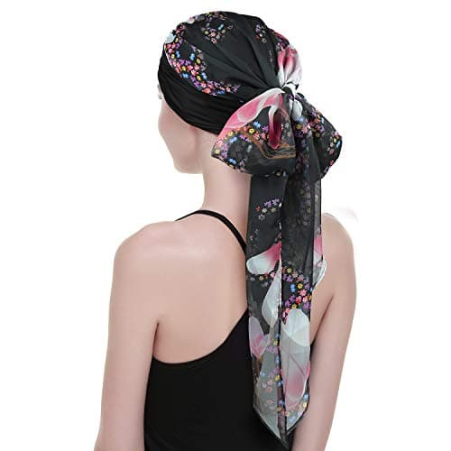 Chemo Hair Turban for Cancer Women Head Wrap Scarves Long Hair Wig Accessories Burgundy Black — view 6