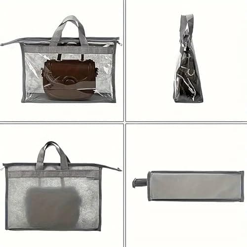 alloneslife Efficient Hanging Shoe Storage Box Breathable Bag Purse Holder for Sneakers Boot and Footwear Protections Clear Handbag Cover — view 5