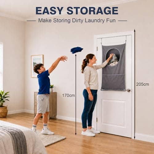 KLMHH Hanging Laundry Bag, Collapsible Laundry Basket, Waterproof Bin — view 2