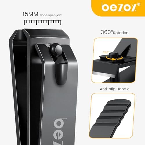 BEZOX Heavy Duty Straight Blade Nail Clippers for Thick Toenails, Professional Stainless Steel Fingernail Toenail Clippers Trimmers - Thick Wide Jaw Toe Nail Clippings — view 6