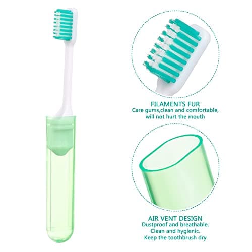 Portable Travel Toothbrush Set,6PCS Adult Foldable Toothbrush with Mini Toothpaste Children Travel Toiletries Soft Bristles Individually Packaged Trip Size Toothpaste Kit for Trip Camping Hotels — view 3
