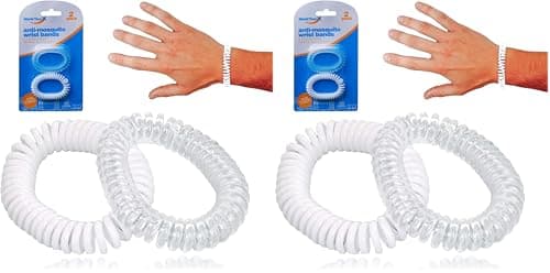 White PVC Travel Anti-Mosquito Wristbands - 4 Pack, Non-Irritating & Safe Pest Repellent for Outdoor Protection