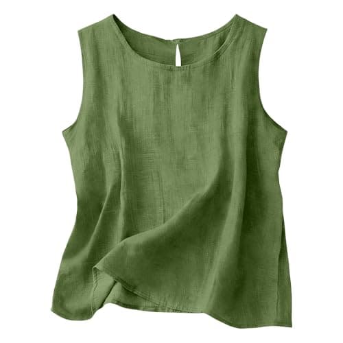 Bronze Womens Linen Loungewear Sleeveless Top & Wide Leg Elastic Waist Pants 2 Piece Lounge Wear Sets Solid Colour Loose Fit Ladies Travel Tracksuit Light Everyday Wear Size 12 — view 5