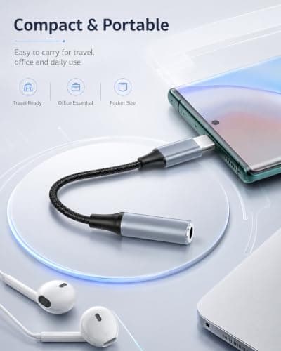 Headphone Jack to USB C Adapter 2 Pack, Braided Aux to USB C Wire with Hi-Fi DAC, Lossless Audio, Plug and Play, for iPhone 17/16/15, Samsung S25/S24, iPad, MacBook, for Office/Travel/Gaming — view 2