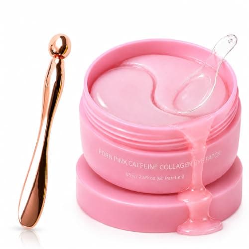 60 Ps Collagen Eye Masks With PDRN & Caffeine,With Rose Gold Massage Tool