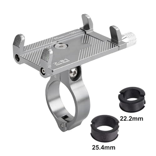 Agatige Bike Phone Holder for 50-100mm/2.0-3.9in Smartphones, Adjustable Motorbike Scooter Dirt Handlebar Phone Clip Bicycle Smartphone Mount Holder Stand for 31.8mm/25.4mm/22.2mm Handlebar (Silver) — view 3