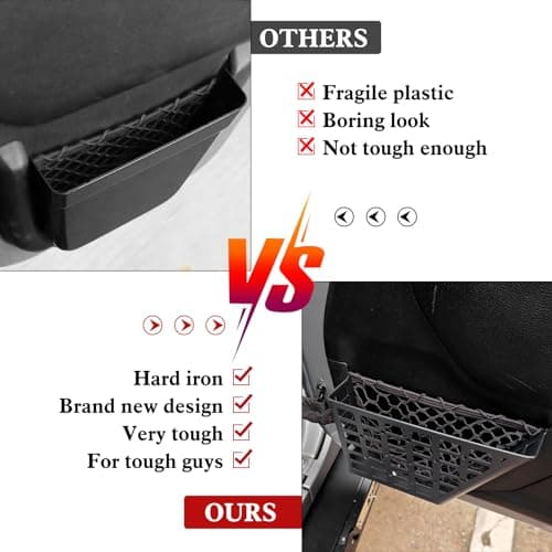 Z8 Metal Front Door Pockets for 2007-2018 Jeep Wrangler JK JKU 2/4 Storage Stainless Steel Door Side Insert Organizer — view 3