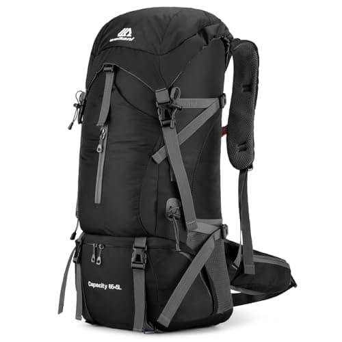 NTUOCAW 70L Hiking Backpack with Rain Cover Large Trekking Backpack for Men Women Waterproof Camping Rucksack Lightweight Backpacking for Outdoor Sports Travel Hiking Cycling Climbing Mountaineering