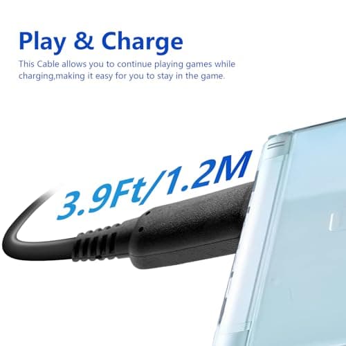 Mcbazel Nintendo 3DS Charger Cable 2 Pack — USB Charging Lead for 3DS, 3DS XL, New 3DS & 2DS XL, New 3DS XL, 2DS, 2DS XL, DSi, DSi XL — 1.2m, Charge While Playing — view 3