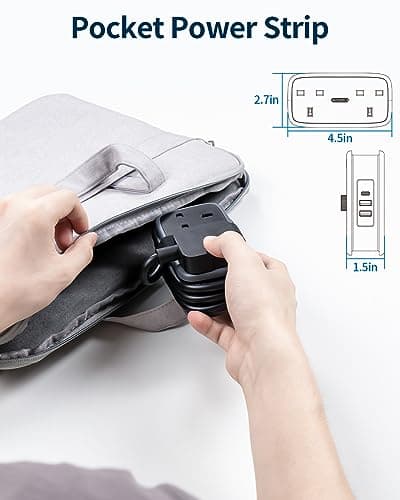 NTONPOWER Travel Extension Lead, Cruise Essentials Extension Lead with USB Slots, 1.2M Extension Cord with 2 Way Outlets 3 USB（1 Type C) for Cruise Travel Essential Hotel Home Office Camping — view 3