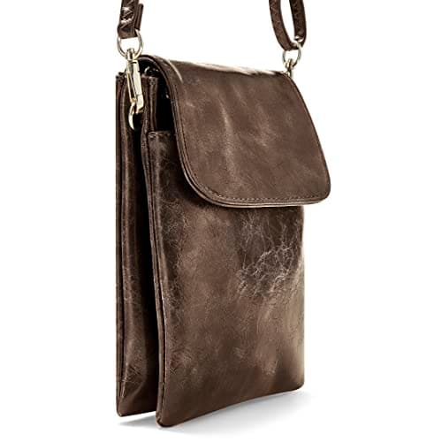 Woodland Leather Phone Bag, Crossbody Bags For Women Vegan Leather Cell Phone Purse Wallet Small Shoulder Bag - Fit All Phones phone bags for women crossbody with Anti theft zipper pocket, Brown — view 6