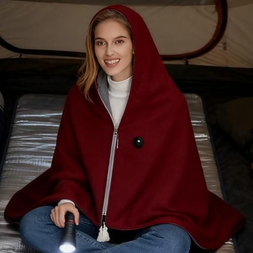 USB Heated Shawl Blanket | Wearable & Washable Electric Throw with 3 Heat Levels | 140x80cm Portable Heating Wrap for Office, Sofa, Travel & Home Use | Auto Shut-Off Due to High Temperature — view 4