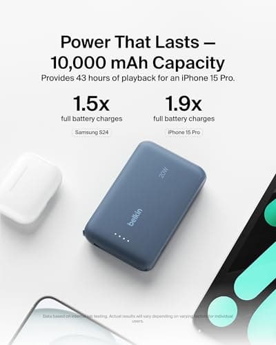 Belkin BoostCharge 10000mAh Power Bank with Integrated USB-C Cable - Blue — view 5