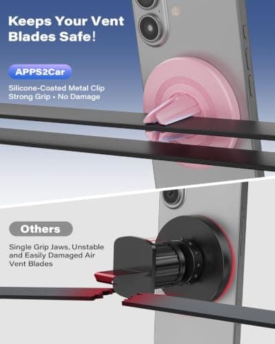 A2C Car Phone Holder for MagSafe 17*N54 Magnetic Ring Phone Holder for Air Vent [Super Stable & 1s Installation ] MagSafe Car Mount Covered with Non-slip Silicone Compatible with iPhone 12-17& Sumsung — view 5