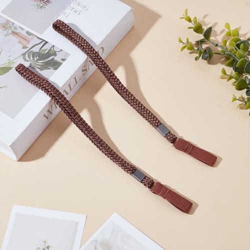 HOBBIESAY 2Pcs Brown Hand Wrist Strap Lanyard Nylon Stretchable Elastic Portable Cane Ropes Walking Stick Wrist Straps for Elderly Crutches Outdoor Hiking Walking Rehab Mobility Use — view 2