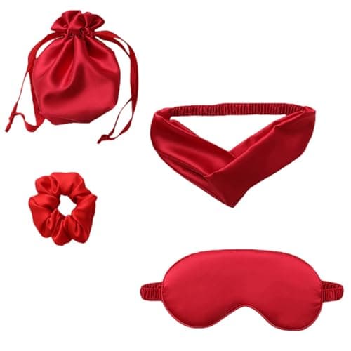 BETOOKY Sleeping Kit Promote Sleep and Eye Fatigue with Artificial Silk 4pcs Hair Tie Hairband Storage Bag Fashionable Sleep and for Travel and Home