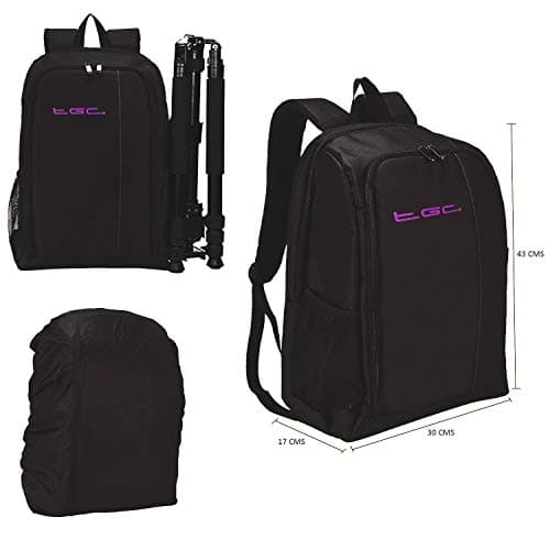 Camera Bag Waterproof Backpack Rucksack Case for Nikon Canon DSLR Lens Tripod UK (Black & Purple) — view 2