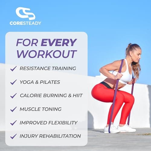 Coresteady Pull Up Bands & Resistance Bands - Rubber Heavy Duty Elastic Loop Band for Men & Women - Build Fit Power & Muscle - Training, Fitness Assist Pull Ups & Gym Exercise - Purple, 15-40kg — view 5