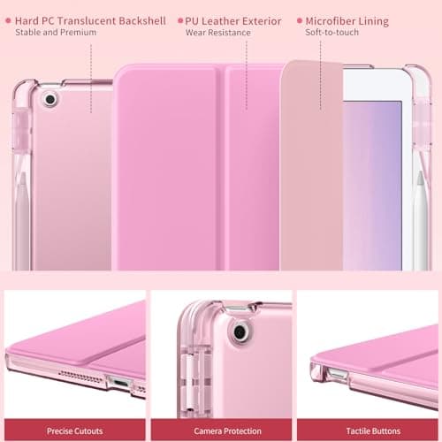 MoKo for iPad 9th/8th/7th Generation Case 10.2-Inch with Pencil Holder,Pink — view 3