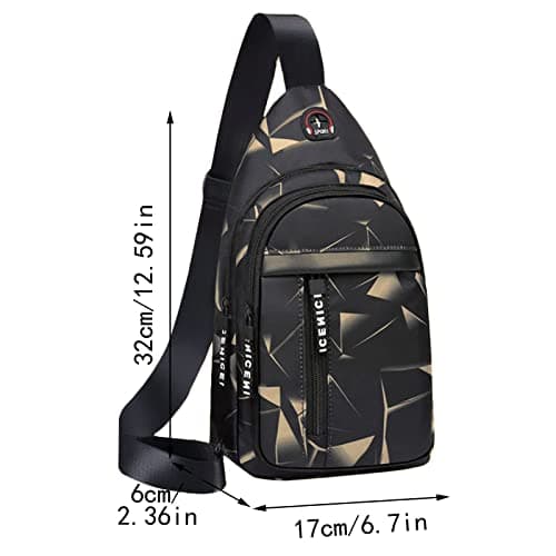 Shoulder Bag Outdoor Sports Bag for Casual Couples Waist Bag with Headphone Jack Small Portable Travel Chest Bag, Black — view 2