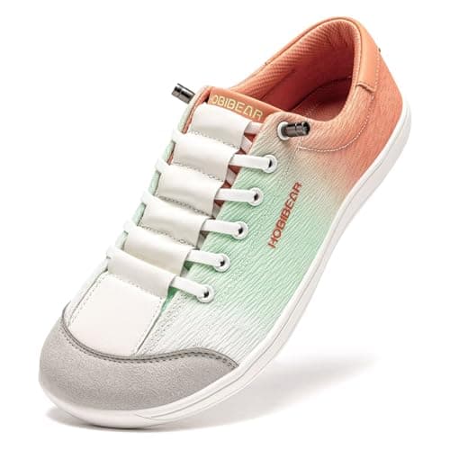HOBIBEAR Unisex Wide Toe Trainers for Men Women Outdoor Trail Running Minimalist Walking Shoes Lightweight and Breathable Green Orange