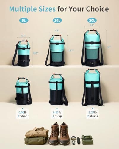 ECOHUB Waterproof Dry Bag for Women Men, 10L Roll Top Lightweight Dry Storage Bag Backpack for Kayaking Boating Swimming Canoeing Fishing with Waterproof Phone Case, Mint Green — view 2