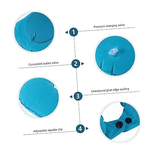 VOSAREA Inflatable U-shaped Neck Cushion Travel Pillow Neck Support and Eye Mask, Soft Auto-inflating Rest Pillow Set for Comfortable Sleep and Relaxation, Blue 4pcs Travel Comfort Kit — view 3