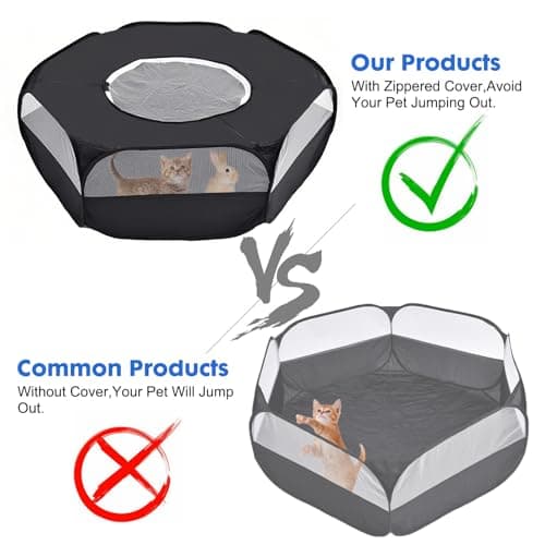 Small Animal Cage, Hamster Playpen, Guinea Play Pen with Cover, Outdoor/Indoor Pet Pop up Playpen, Hamster Run Playpen Tent Perfect for Rabbit Guinea Pig Rat Puppy (Black) — view 4