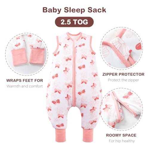 ToyaTec Baby Sleeping Bag with feet Super soft Rayon Made from Bamboo,Children's Bamboo fiber Sleeping Bag 2.5 Tog Autumn Winter Sleeping Blanket(Pink,M) — view 4