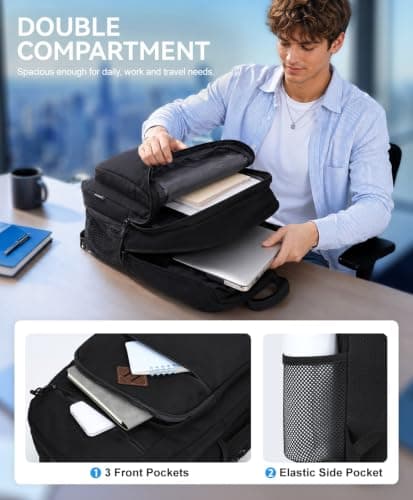 VASCHY Travel Backpack, Anti-Theft Rucksack with RFID Blocking Black — view 6