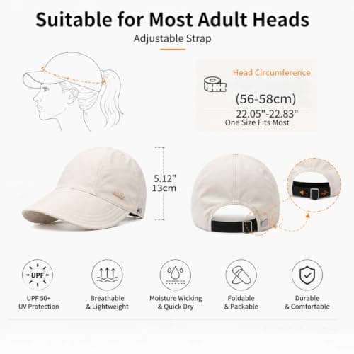 2-Pack UPF 50+Womens Sun Hat UV Protection Hiking Fishing Hats Wide Brim Hat Adjustable Ponytail Packable Sun Cap — view 6