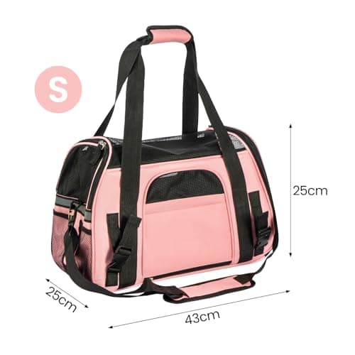 Minifactory Soft-Sided Pet Carrier Bag for Cats & Small Dogs – Foldable Travel Carrier with Breathable Mesh, 4 Storage Pockets, Removable Comfort Pad, Airline Approved (Pink, S) — view 2